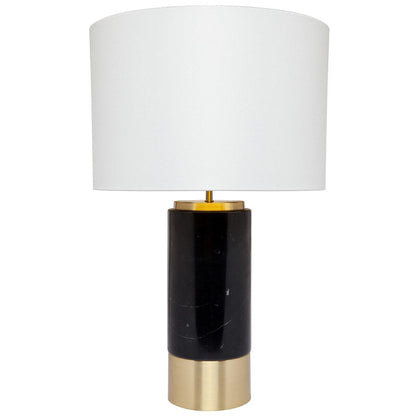 CAFE LIGHTING and LIVING Paola Marble Table Lamp with White Shade Black