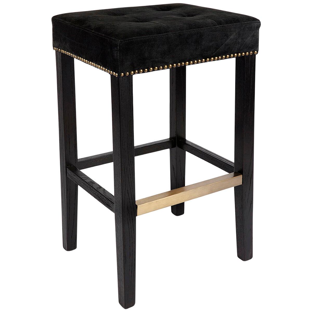 CAFE LIGHTING and LIVING Canyon Black Bar Stool Black Suede