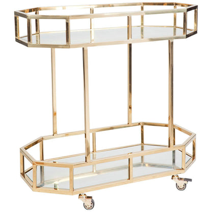 CAFE LIGHTING and LIVING Brooklyn Mirrored Bar Cart Gold