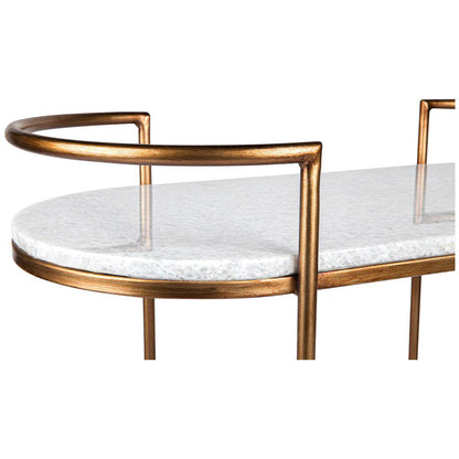 CAFE LIGHTING and LIVING Southside White Stone Bar Cart Antique Gold