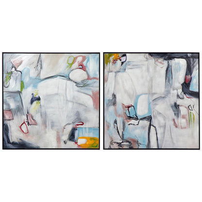 CAFE LIGHTING and LIVING Street Art Oil On Canvas Painting Set of 2 Black
