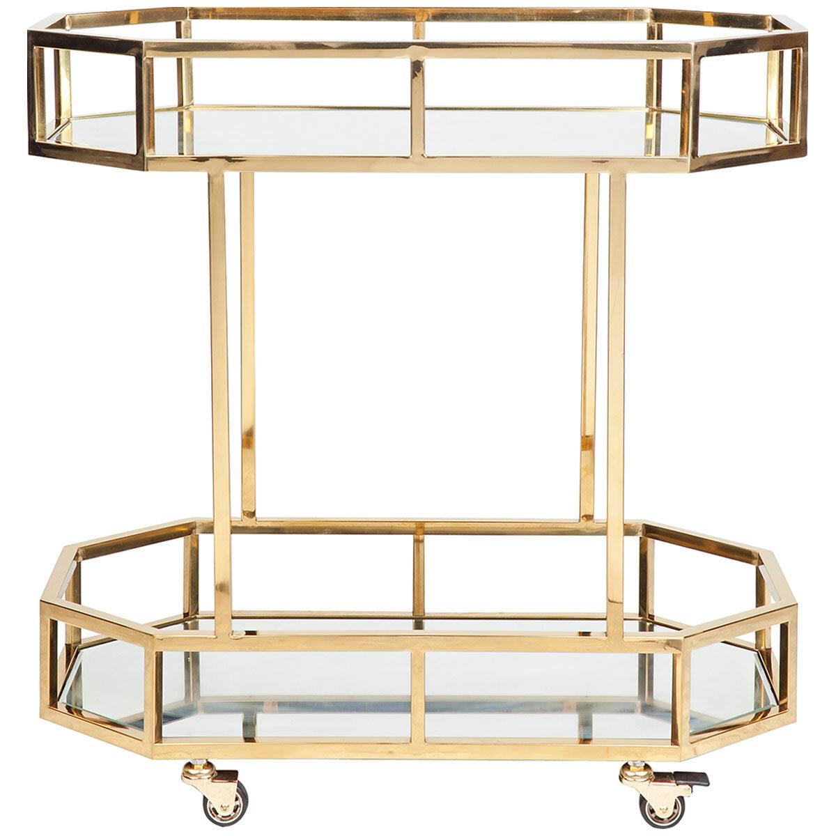 CAFE LIGHTING and LIVING Brooklyn Mirrored Bar Cart Gold
