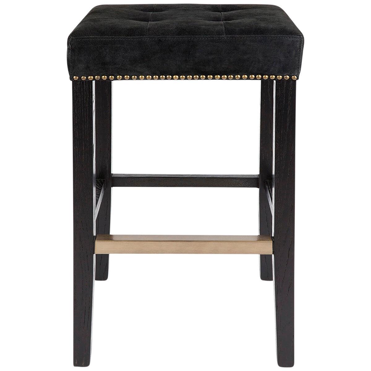 CAFE LIGHTING and LIVING Canyon Black Bar Stool Black Suede