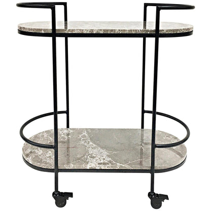 CAFE LIGHTING and LIVING Southside Grey Marble Bar Cart Black