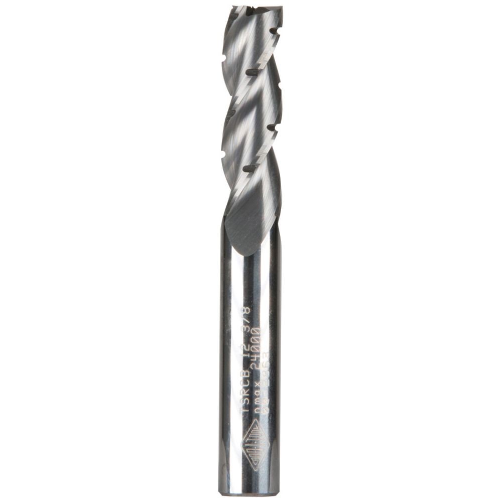 CARBITOOL 1 2inch TC Straight Up- Cut Chipbreaker Spiral Router Bit for Wood - 1 2inch Shank TXSLCB 16 1 2