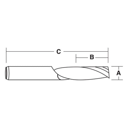 CARBITOOL 1 4inch TC Straight Spiral Router Bit for Hard Plastic and Aluminium - 1 4inch Shank TSP08 SH