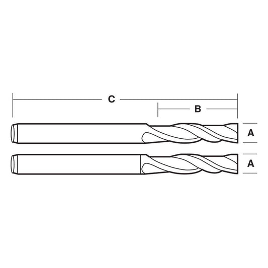 CARBITOOL 1 4inch TC Straight Down-Cut Finishing Spiral Router Bit for Wood - 1 4inch Shank TSLW 8