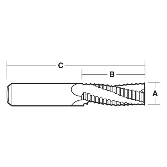 CARBITOOL 3 8inch TC Straight Down-Cut Roughing Spiral Router Bit for Wood - 3 8inch Shank TSLR 12 3 8