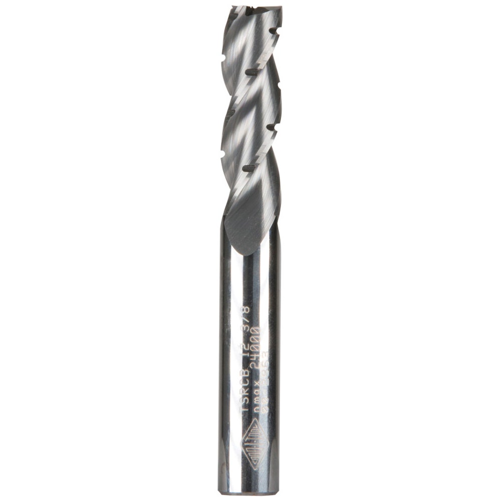 CARBITOOL 3 8inch TC Straight Up-Cut Chipbreaker Spiral Router Bit for Wood - 3 8inch Shank TSRCB 12 3 8