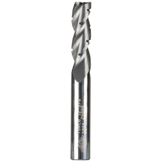 CARBITOOL 3 8inch TC Straight Up-Cut Chipbreaker Spiral Router Bit for Wood - 3 8inch Shank TSRCB 12 3 8