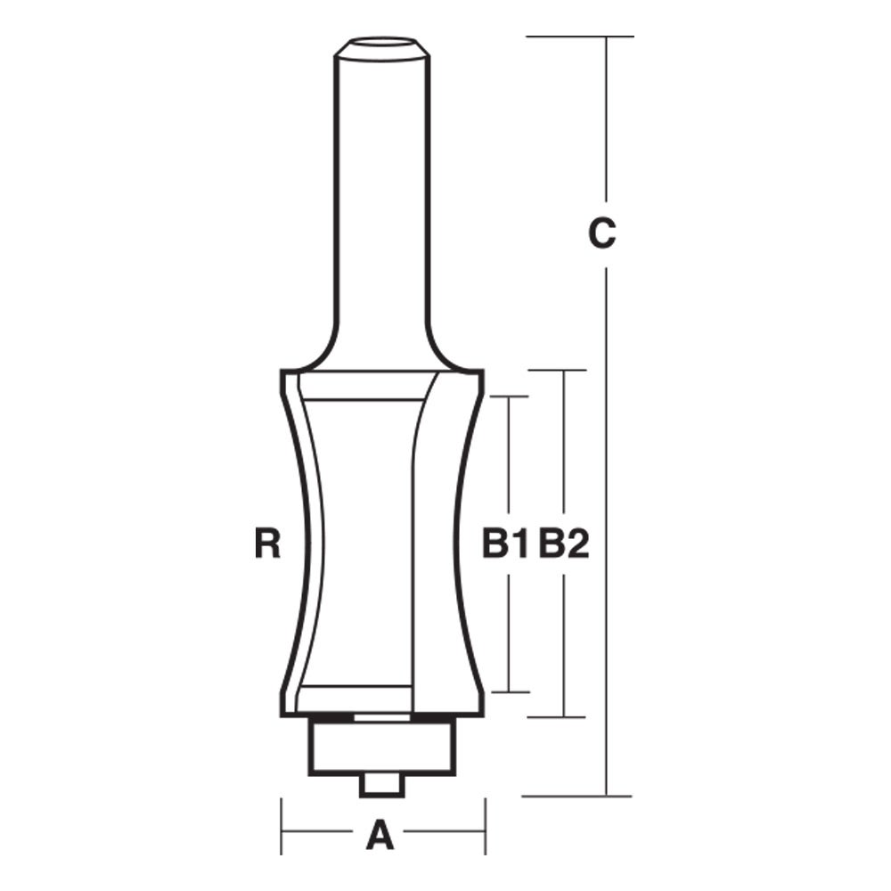 CARBITOOL Router Bit TCT Half Bull Nose 60mm-Radius 1 2inch -Shank THBN 60 B 1 2