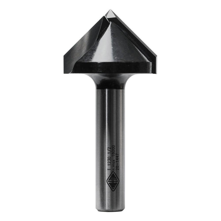 CARBITOOL Router Bit TCT 90-Degree V-Groove 40mm-Diameter 1 2inch -Shank T 1230 1 2