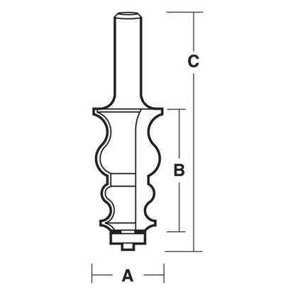 CARBITOOL Router Bit TCT Face Moulding w.Bearing 1.1 4inch -Diameter 1 2inch -Shank TFM 80 B 1 2