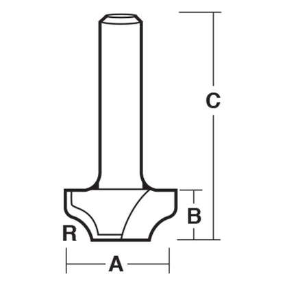 CARBITOOL Router Bit TCT Elliptical Beading 31.8mm-Diameter 1 2inch -Shank TE 812 1 2