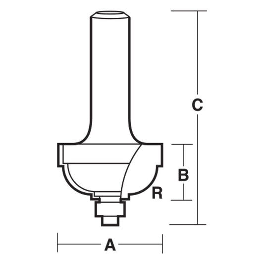 CARBITOOL Router Bit TCT Classical Cove w.Bearing 3 8inch -Radius 1 2inch -Shank TC 712 B 1 2