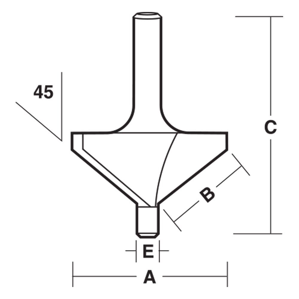 CARBITOOL Router Bit TCT 45-Degree Chamfer 1.3 16inch -Diameter 1 4inch -Shank T 916
