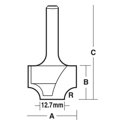 CARBITOOL Router Bit TCT Wide Point Beading 1 4-Radius 1 2inch -Shank TBW 8 1 2