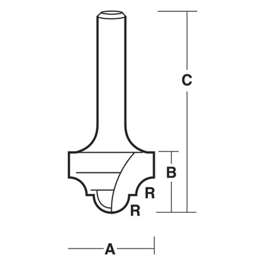 CARBITOOL Router Bit TCT Classical 3 32inch -Radius 1 2inch -Shank TC 6 1 2