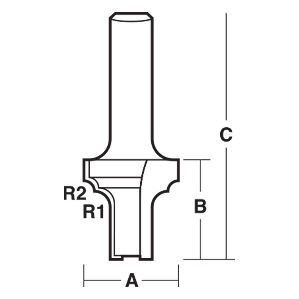 CARBITOOL Router Bit TCT Extended Double Beading 1 8inch -Radius 1 2inch -Shank TBX 604 1 2