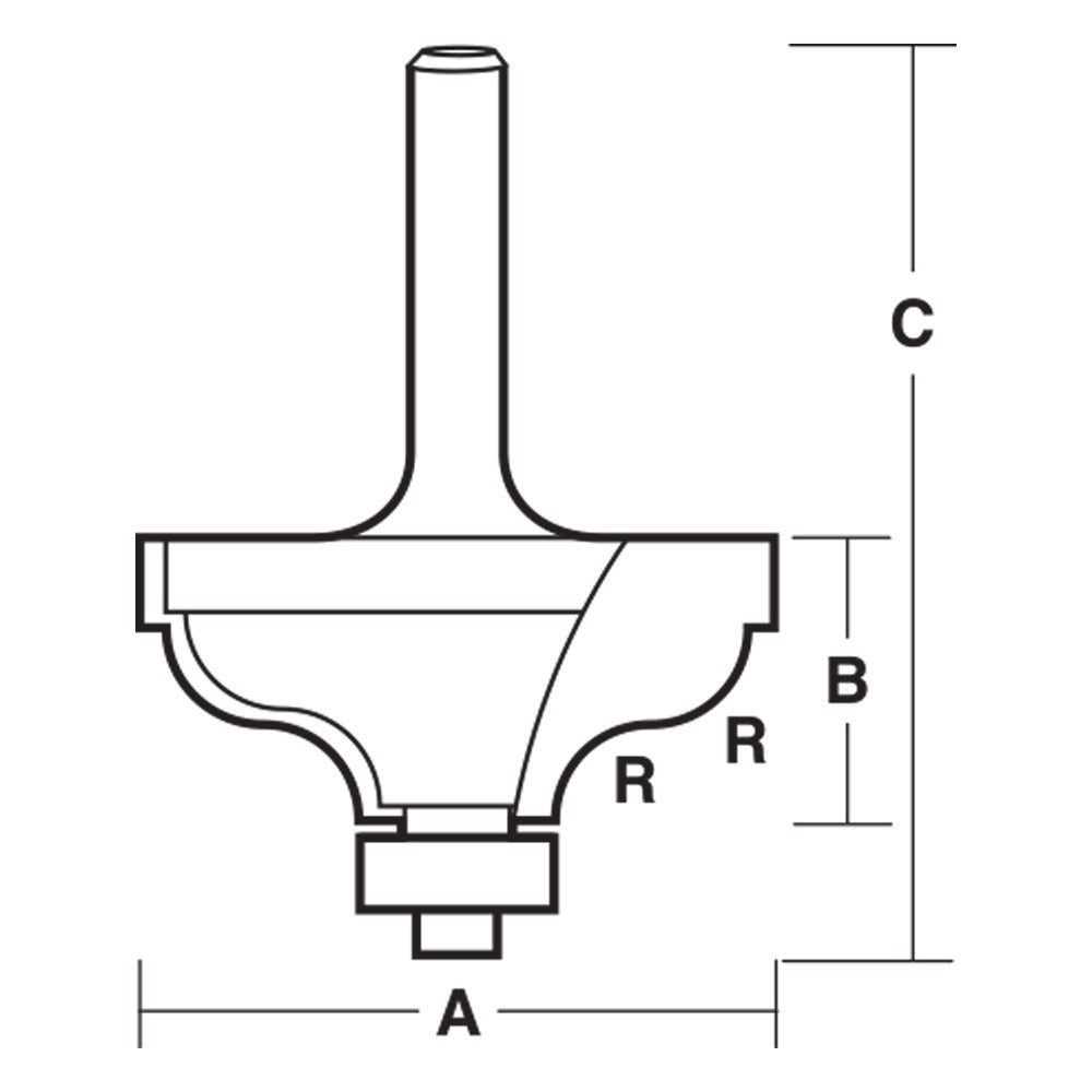CARBITOOL Router Bit TCT Ogee w.Bearing 3 8inch -Radius 1 2inch -Shank T 7512 B 1 2
