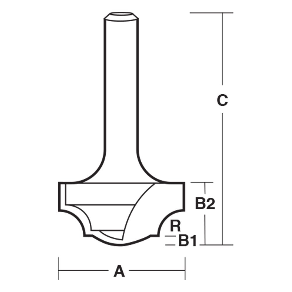 CARBITOOL Router Bit TCT Traditional Classical 3 16inch -Radius 1 4inch -Shank TTC 12