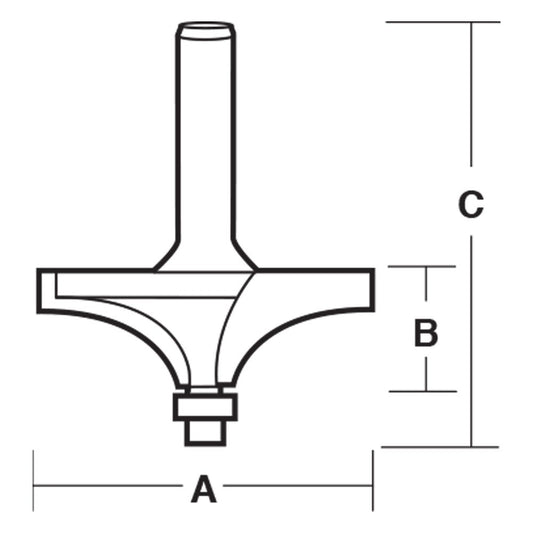 CARBITOOL Router Bit TCT Round Over Fillet w.Bearing 2.1 4inch -Diameter 1 2inch -Shank TEB 02 B 1 2