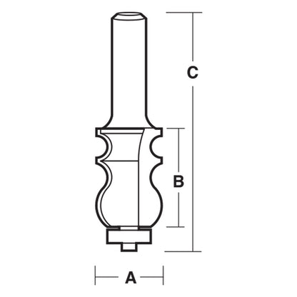 CARBITOOL Router Bit TCT Face Moulding 24mm-Diameter 1 2inch -Shank TFM 12 B 1 2