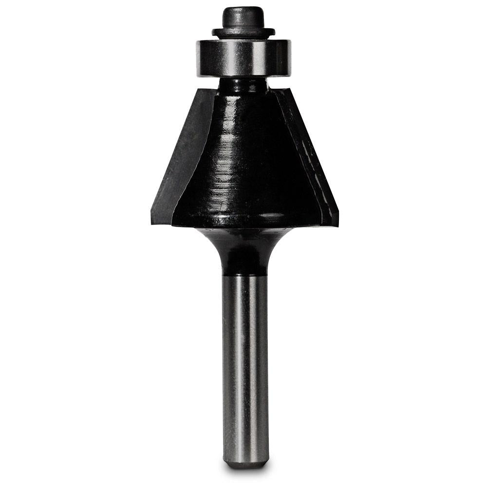CARBITOOL Router Bit TCT 22.5-Degree Chamfer w.Bearing 1inch -Diameter 1 4inch -Shank T 8122 B
