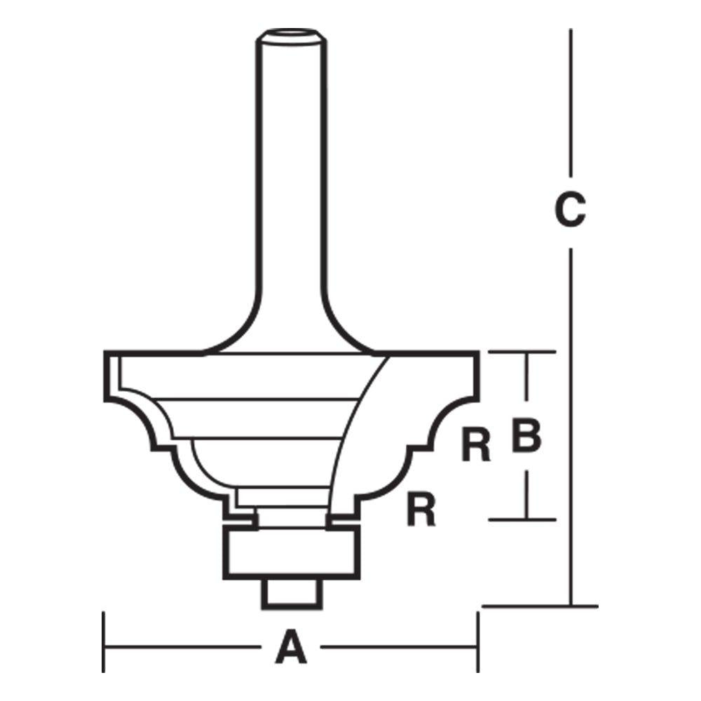 CARBITOOL Router Bit TCT Classical w.Bearing 1 8inch -Radius 1 2inch -Shank TC 8 B 1 2