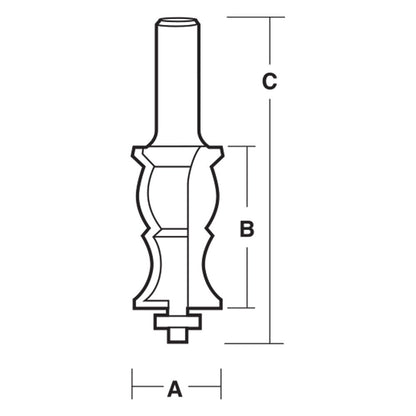 CARBITOOL Router Bit TCT Face Moulding 1.1 8inch -Diameter 1 2inch -Shank TFM 66 B 1 2