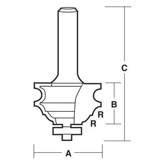 CARBITOOL Router Bit TCT Classical Combination w.Bearing 42mm-Diameter 1 2inch -Shank TCB 60 B 1 2