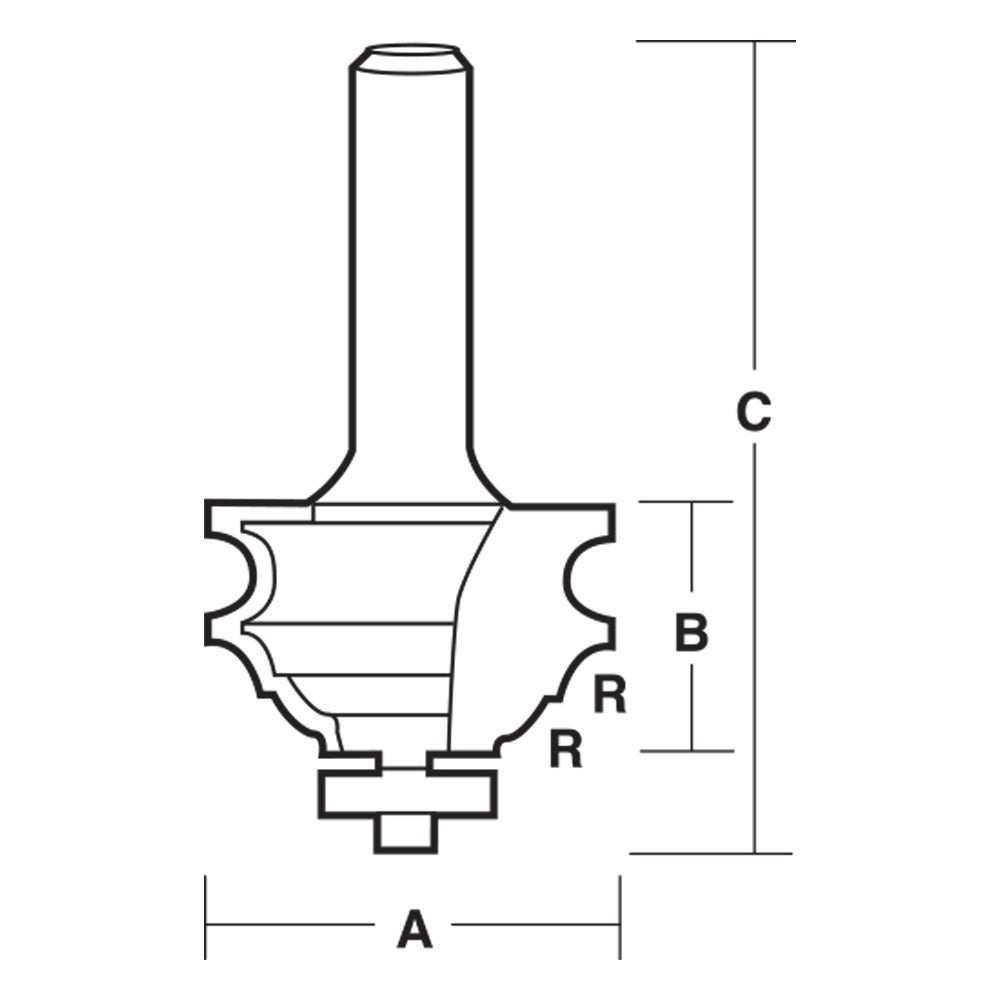 CARBITOOL Router Bit TCT Classical Combination w.Bearing 42mm-Diameter 1 2inch -Shank TCB 60 B 1 2
