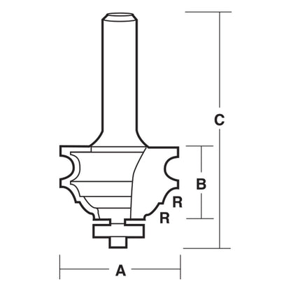 CARBITOOL Router Bit TCT Classical Combination w.Bearing 42mm-Diameter 1 2inch -Shank TCB 60 B 1 2
