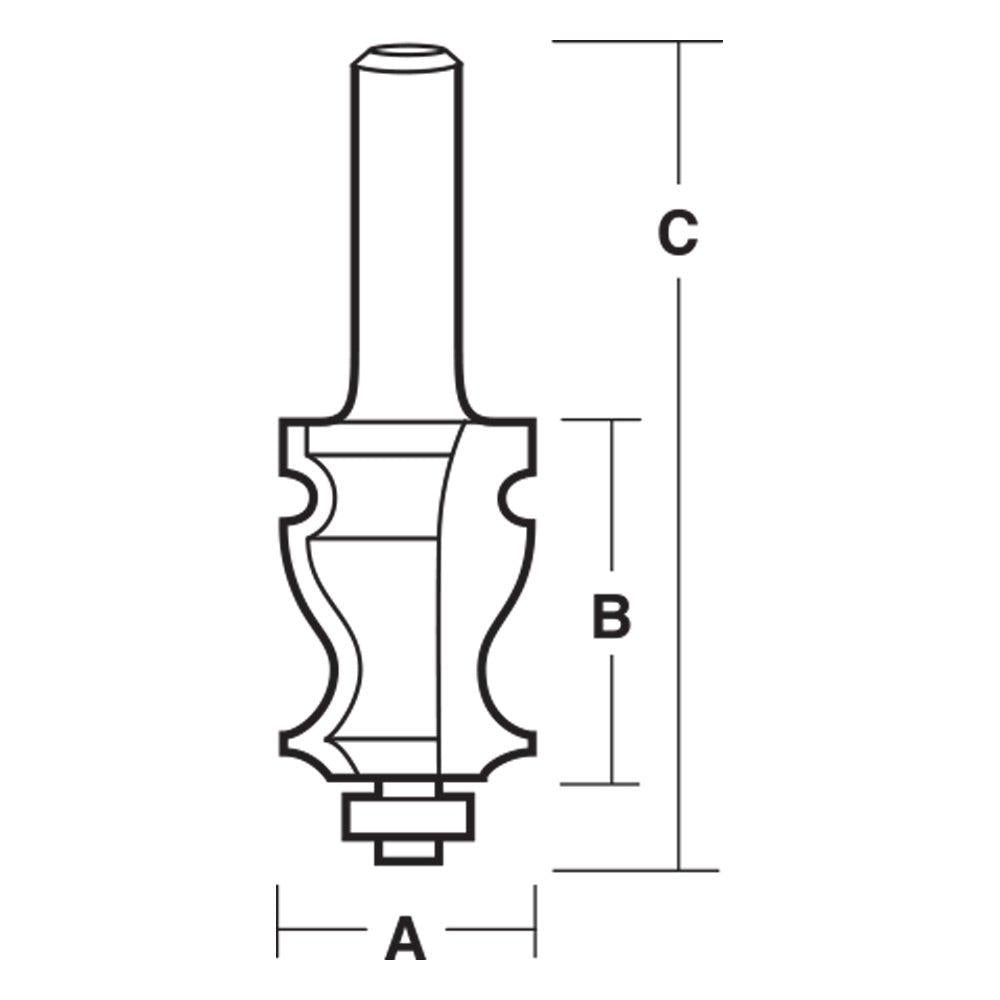 CARBITOOL Router Bit TCT Face Moulding w.Bearing 1.1 8inch -Diameter 1 2inch -Shank TFM 48 B 1 2