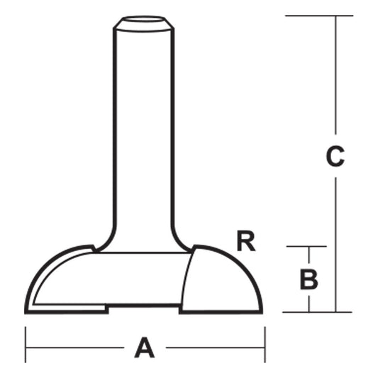 CARBITOOL Router Bit TCT Draw Pulls 3 4inch -Radius 2.1 4inch -Diameter 1 2inch -Shank TDC 24 1 2