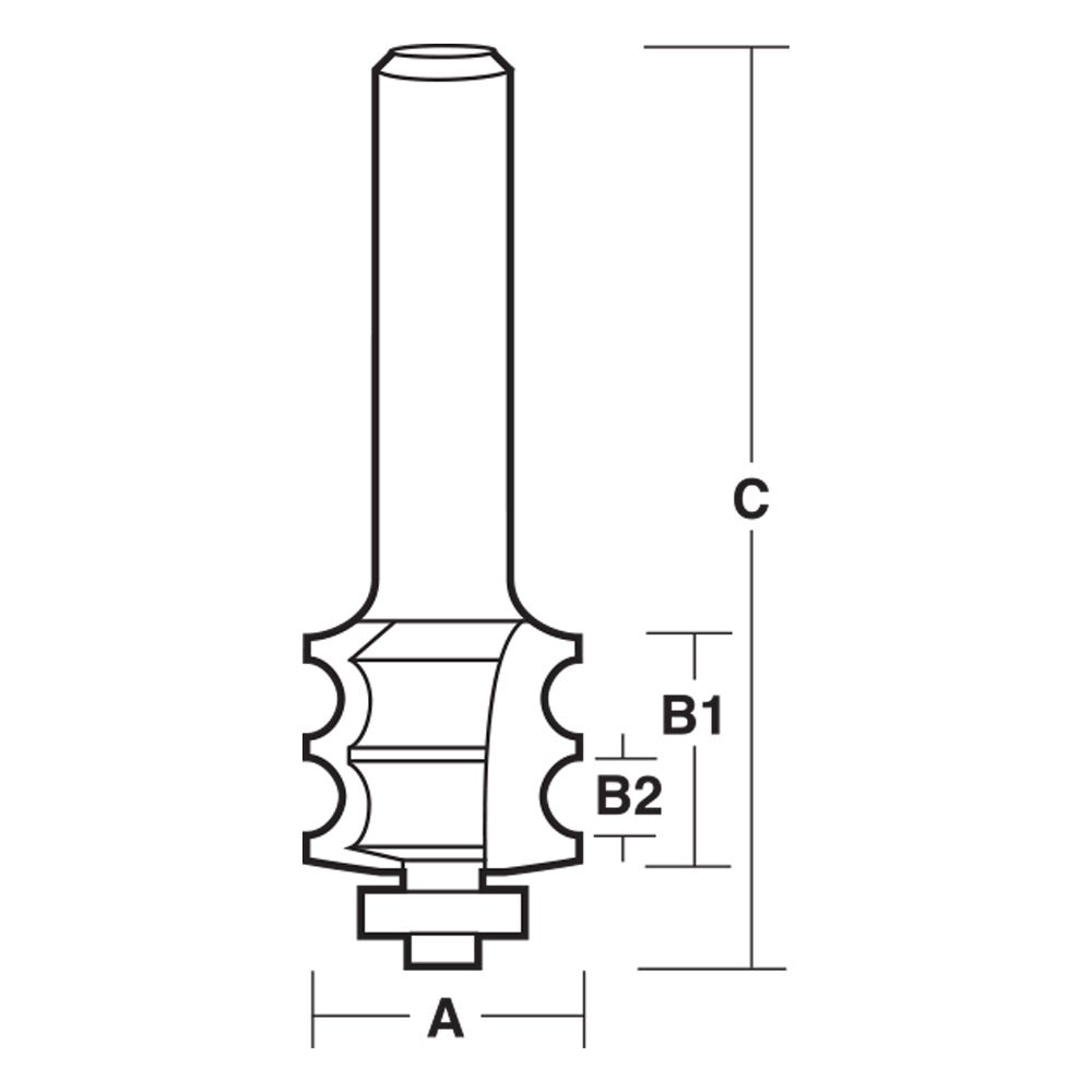 CARBITOOL Router Bit TCT Double Reed 5.5mm Bead 1 2inch -Shank TRD 3 B 1 2