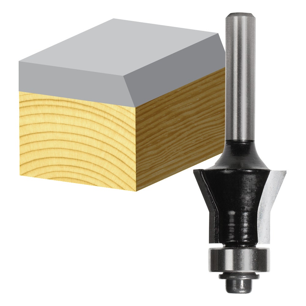CARBITOOL Router Bit TCT Combination Flush and 22-Degree Bevel Trim w.Bearing 3 4inch -Diameter 1 4inch -Shank T 9122 B