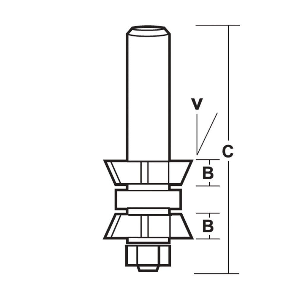 CARBITOOL Router Bit TCT 25-Degree Double Bevel Assembly 1.1 8inch -Diameter 1 4inch -Shank TDA 194.25 B