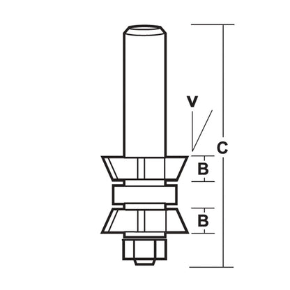 CARBITOOL Router Bit TCT 25-Degree Double Bevel Assembly 1.1 8inch -Diameter 1 4inch -Shank TDA 194.25 B