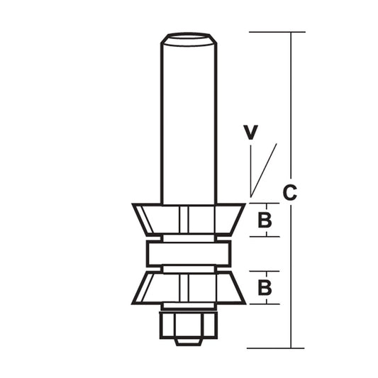 CARBITOOL Router Bit TCT 15-Degree Double Bevel Assembly 1inch -Diameter 1 4inch -Shank TDA 194.15 B