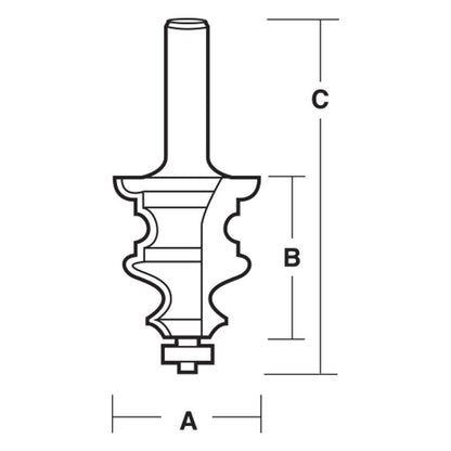CARBITOOL Router Bit TCT Face Moulding w.Bearing 1.5 8inch -Diameter 1 2inch -Shank TFM 60 B 1 2