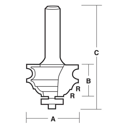 CARBITOOL Router Bit TCT Classical Combination w.Bearing 42mm-Diameter 1 2inch -Shank TCB 50 B 1 2