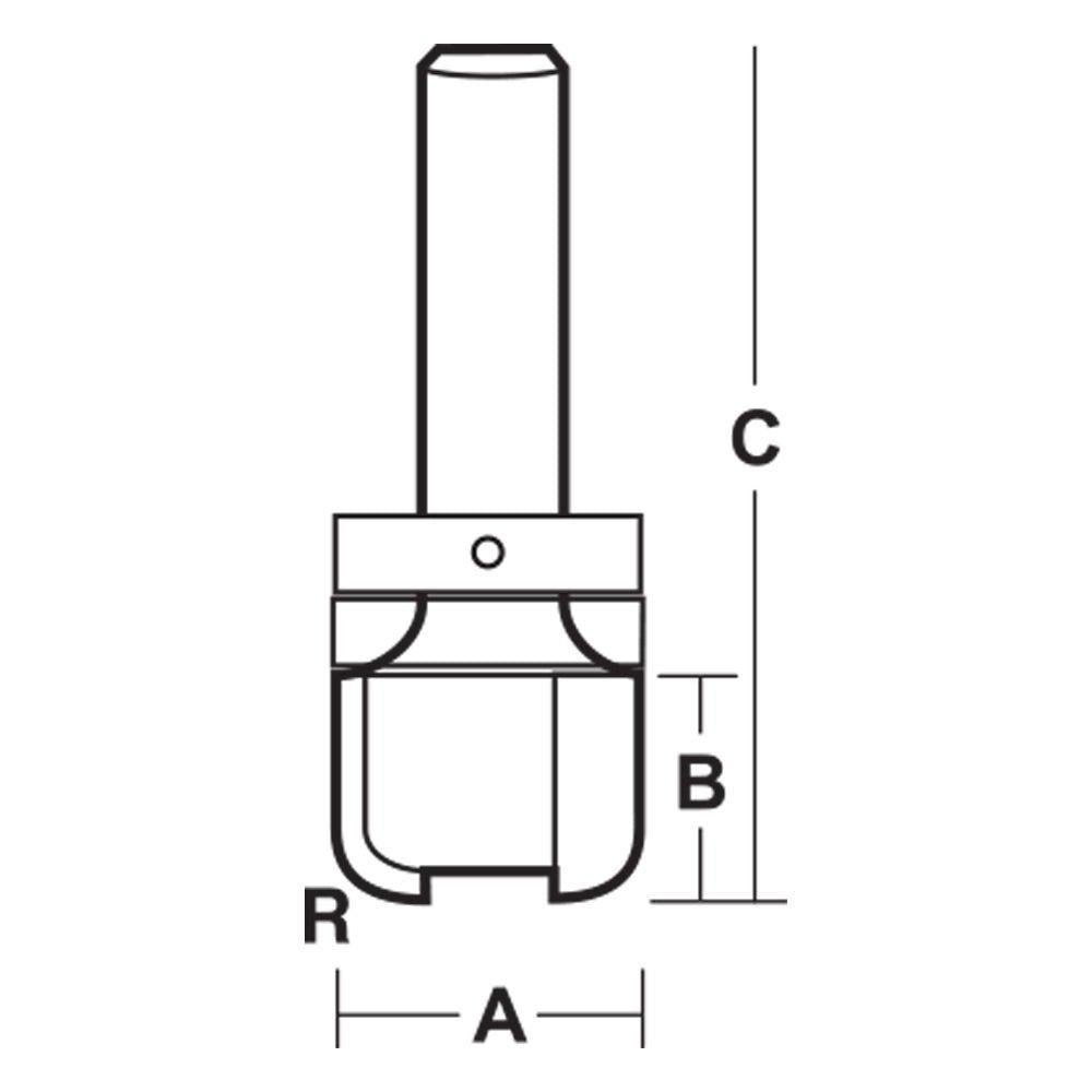 CARBITOOL Router Bit TCT Dish Cut 32mm-Diameter 6.5mm-Radius 1 2inch -Shank TD 716 1 2