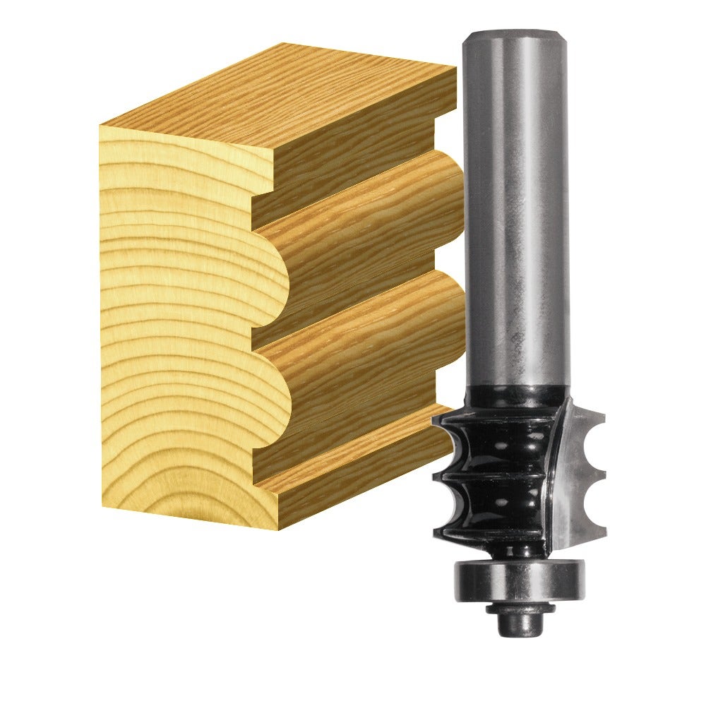 CARBITOOL Router Bit TCT Double Reed 5.5mm Bead 1 2inch -Shank TRD 3 B 1 2
