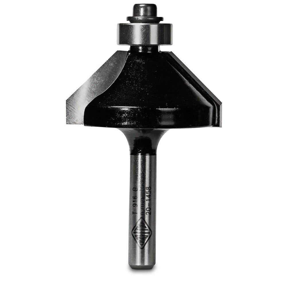 CARBITOOL Router Bit TCT 45-Degree Chamfer w.Bearing 1.3 8inch -Diameter 1 4inch -Shank T 916 B