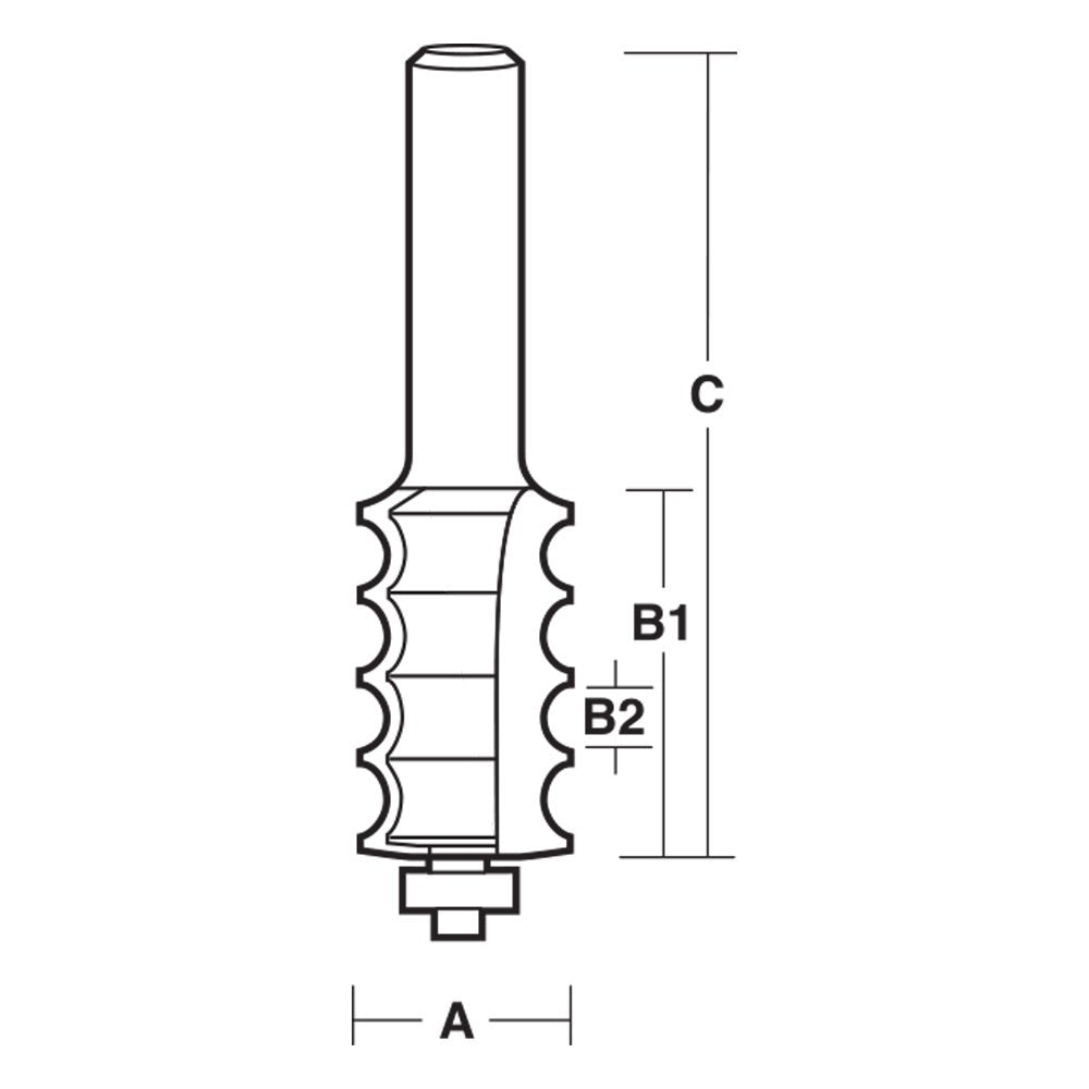 CARBITOOL Router Bit TCT Multiple Reed w.Bearing 5.5mm Bead 1 2inch -Shank TRM 3 B 1 2