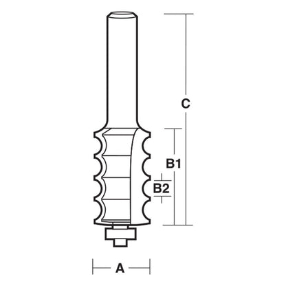 CARBITOOL Router Bit TCT Multiple Reed w.Bearing 5.5mm Bead 1 2inch -Shank TRM 3 B 1 2
