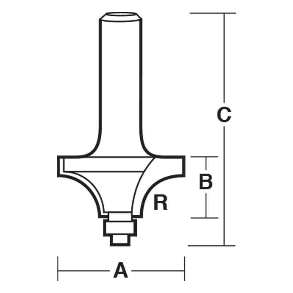 CARBITOOL Router Bit TCT Beading w.Bearing 5 8inch -Radius 1 2inch -Shank T 620 B 1 2