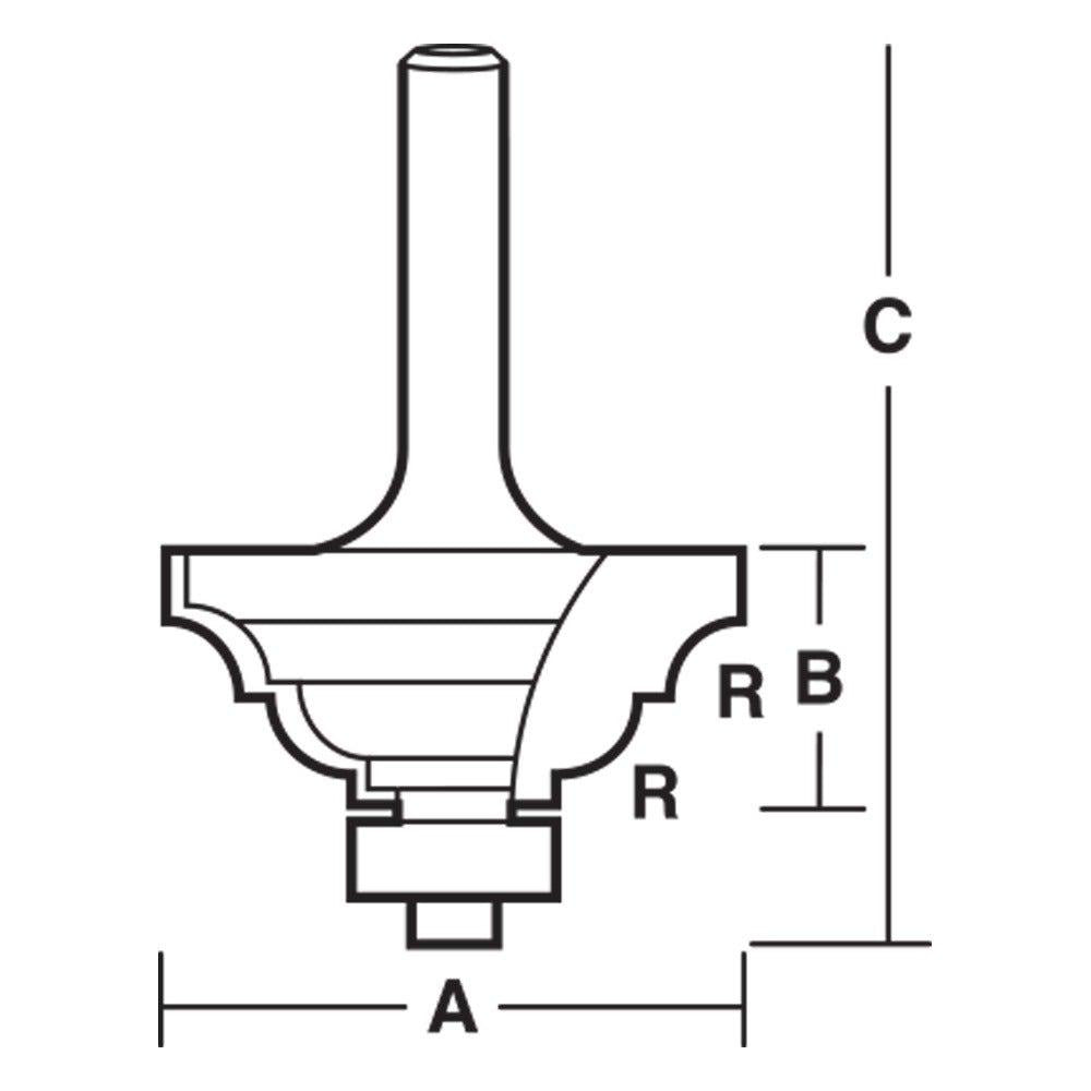 CARBITOOL Router Bit TCT Classical w.Bearing 1 4inch -Radius 1 2inch -Shank TC 16 B 1 2