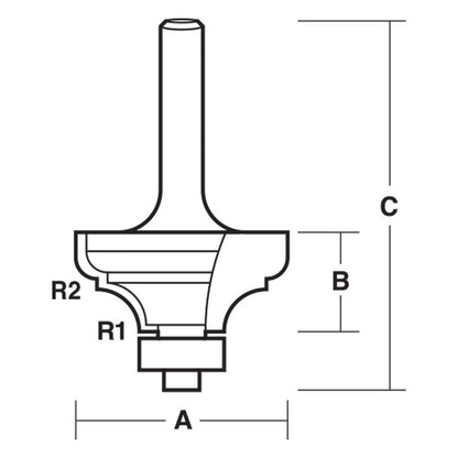CARBITOOL Router Bit TCT Provincial 1 4inch and 1 8inch -Radius 1 2inch -Shank TCRA 16 B 1 2